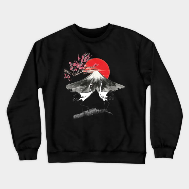 Japanese Stork Blossom Sunset Crewneck Sweatshirt by Kaileymahoney